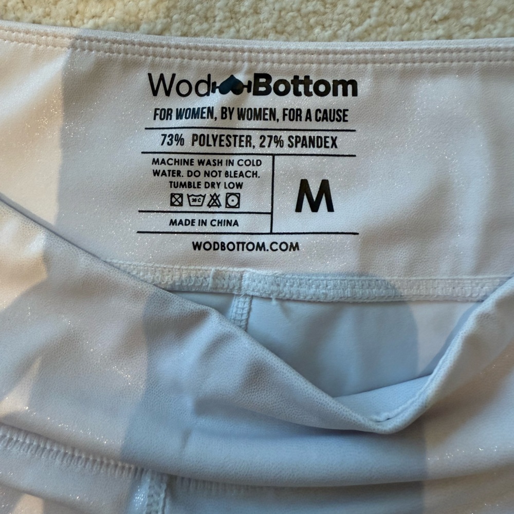 Wodbottom sparkly White Athletic booty Shorts, size medium - Picture 4 of 5